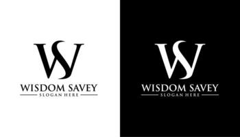 WS initial letter logo design on white and black background template vector