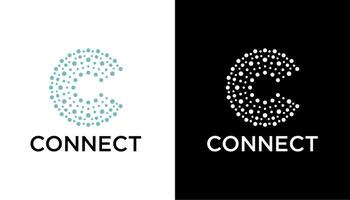 letter C with connect logo design template illustration element vector