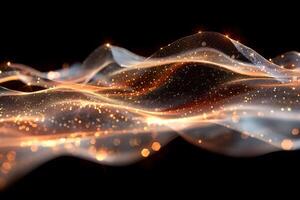 Abstract Cosmic Wave of Golden and Silver Particles in Motion - Digital Art for Design, Poster, Print photo