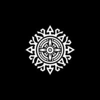 Aztec art with symmetrical lines and geometric logo vector