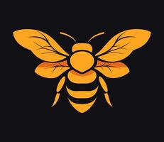 bee with a yellow color on a black background vector