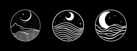 logo concept moon and desert waves vector
