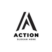 Action Letter A Monochrome Logo Flat Design vector