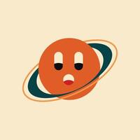 Illustration planet saturn retro style with blank background vector
