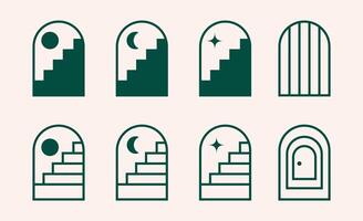 Illustration element gate and stairs architecture vector