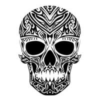 A skull with bold tribal patterns simple illustration vector