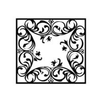 ornamental square frame with swirls and floral elements vector