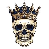 A regal skull wearing a crown vector