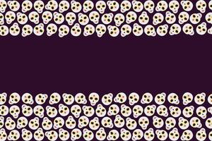 Top and bottom calavera rectangular frame border. Day of the dead lettering inscription template. Isolated illustration Greeting cards, posters, banner, brochure, leaflet, price, label or web vector