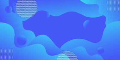 Blue gradient 3D background with geometric wave elements and bright circles. Colorful blue wave design. Simple and elegant construction. vector