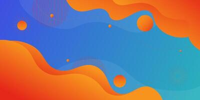 Bright orange and blue geometric business banner design. Creative banner design with wave and line shapes as template. vector