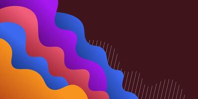 Blue purple wavy texture layered with 3D paper cut in gradient banner. Abstract paper cut art background design. vector