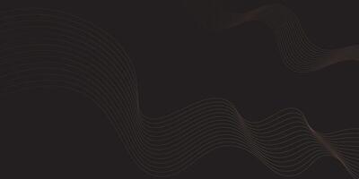 Black gradient background with wavy gold line pattern. Eps10 vector