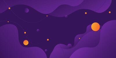 Abstract dark purple geometric 3D background. Wave color background with yellow circle pattern design. Liquid shape composition. vector