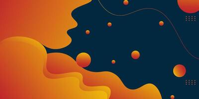 Blue and orange geometric business banner design. Creative banner design with wave shapes and lines for template. Simple design on blue horizontal banner. eps 10 vector