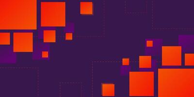 Abstract geometric purple background with simple square shapes and overlapping shadows. Trendy design full of orange color. vector