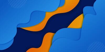 Trendy bright blue and orange geometric business banner design. creative banner design with wave shapes and lines for template. Simple horizontal banner. Eps10 vector
