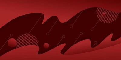 Abstract colorful red wave background with wavy fluid shapes with geometric patterns. Red background design. vector