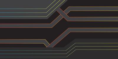Abstract modern design on black background with bright colorful line elements illustration. vector