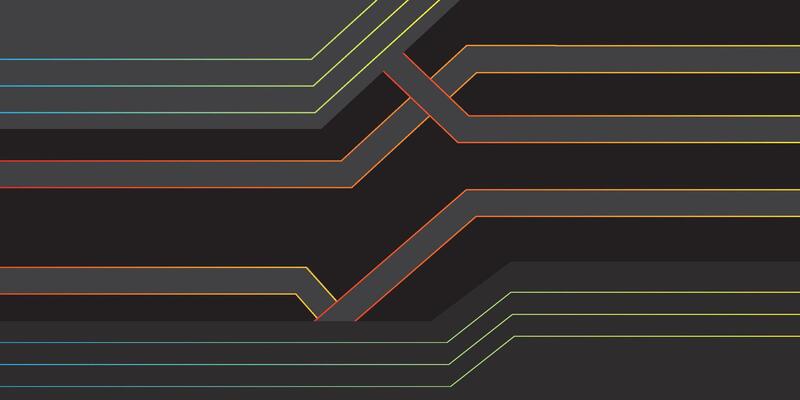 Abstract modern design on black background with bright colorful line elements illustration.