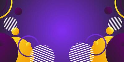Purple and yellow geometric business banner design. with circle shapes and lines on a purple background. Simple horizontal banner. vector