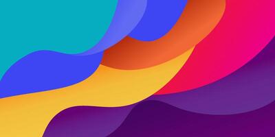 multi color abstract red orange pink purple yellow colorful wavy paper cut overlapping layers background. vector