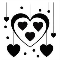 Valentine Textured Hanging Hearts with Bows Art vector