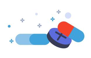Medical pills and capsule illustration vector