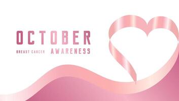 A Pink Heart ribbon with text Breast cancer awareness. The white background enhances the pink elements, making them the focal point of the design vector