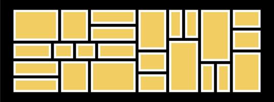 Pictures or photos frame collage, page grid layout abstract photo frames and digital photo wall template vector