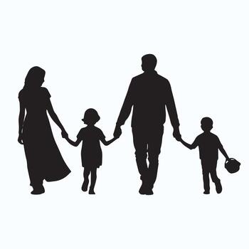 familia participación manos imagen silueta vector