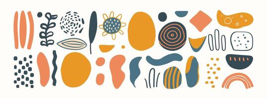 Set of boho abstract organic shape. hand drawn trendy doodle art pattern maker. blob vector