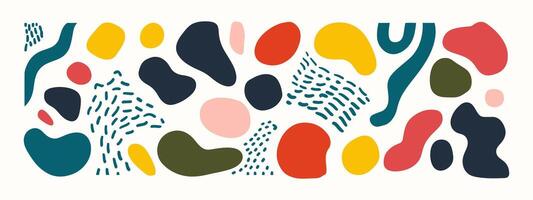 Set of boho abstract organic shape. hand drawn nordic style. blob vector