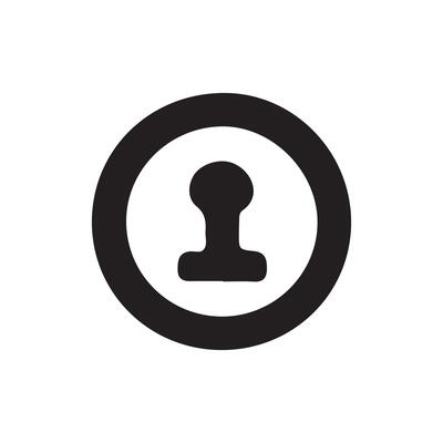 Door lock icon on white background, round Design