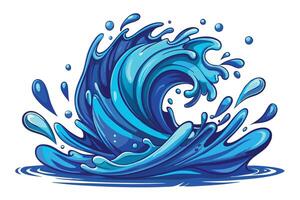 A blue wave with water splashing out of it vector