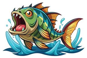 An angry fish with open mouth and teeth vector