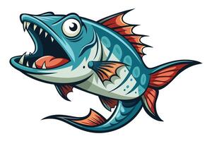 A cartoon fish with open mouth and teeth vector