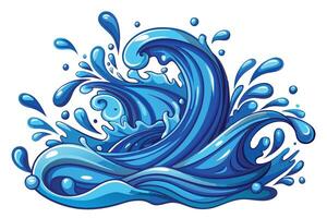A blue wave with water splashing out of it vector