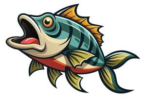 A cartoon fish with open mouth and open mouth vector