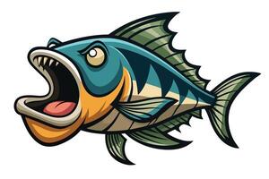 An angry fish with open mouth and open mouth vector