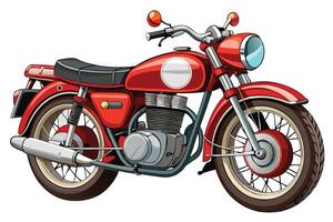 A red motorcycle is shown on a white background vector