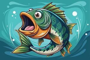 A cartoon fish with open mouth and open mouth vector