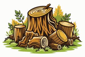 Logs and trees in the forest illustration vector