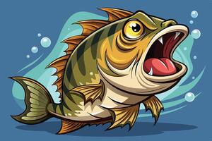 A cartoon fish with its mouth open and its mouth open vector