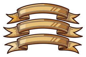 Three ribbons with a gold background vector