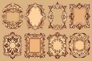 Set of vintage ornate frames vector
