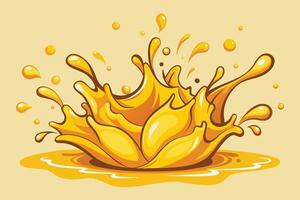 A splash of orange juice on a yellow background vector