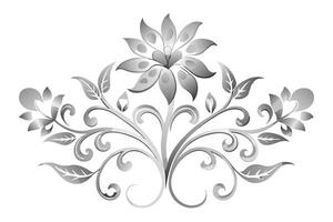 Silver floral design on a white background vector