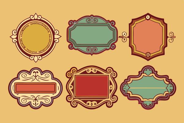 Set of vintage frames with ornate design