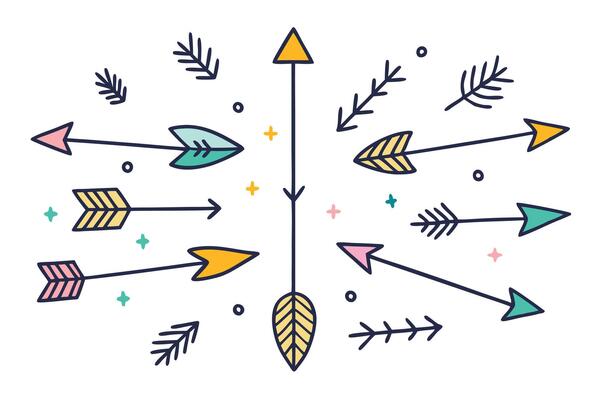 Colorful arrows and arrows in a circle